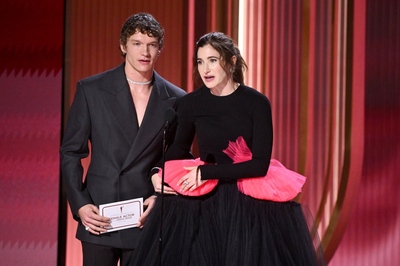 Keywords: connor;storrie;public;appearances;events;2026;sag;aftra;awards;shrine;auditorium;los;angeles;la;california;katheryn;Hahn;present;expo;hall