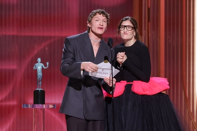 Keywords: connor;storrie;public;appearances;events;2026;sag;aftra;awards;shrine;auditorium;los;angeles;la;california;katheryn;Hahn;present;expo;hall