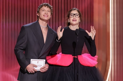 Keywords: connor;storrie;public;appearances;events;2026;sag;aftra;awards;shrine;auditorium;los;angeles;la;california;katheryn;Hahn;present;expo;hall