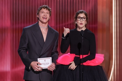 Keywords: connor;storrie;public;appearances;events;2026;sag;aftra;awards;shrine;auditorium;los;angeles;la;california;katheryn;Hahn;present;expo;hall