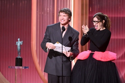 Keywords: connor;storrie;public;appearances;events;2026;sag;aftra;awards;shrine;auditorium;los;angeles;la;california;katheryn;Hahn;present;expo;hall