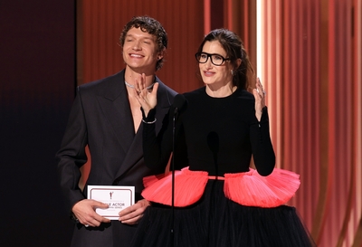 Keywords: connor;storrie;public;appearances;events;2026;sag;aftra;awards;shrine;auditorium;los;angeles;la;california;katheryn;Hahn;present;expo;hall
