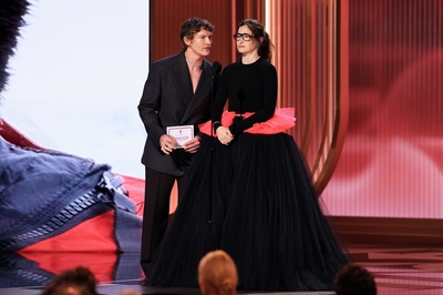 Keywords: connor;storrie;public;appearances;events;2026;sag;aftra;awards;shrine;auditorium;los;angeles;la;california;katheryn;Hahn;present;expo;hall