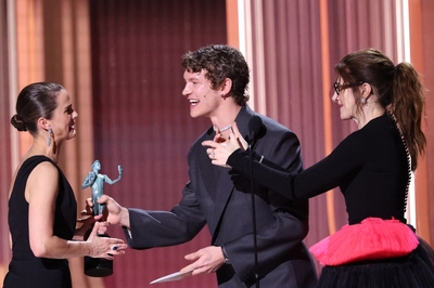 Keywords: connor;storrie;public;appearances;events;2026;sag;aftra;awards;shrine;auditorium;los;angeles;la;california;katheryn;Hahn;present;expo;hall