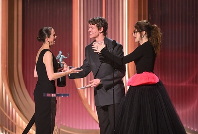 Keywords: connor;storrie;public;appearances;events;2026;sag;aftra;awards;shrine;auditorium;los;angeles;la;california;katheryn;Hahn;present;expo;hall